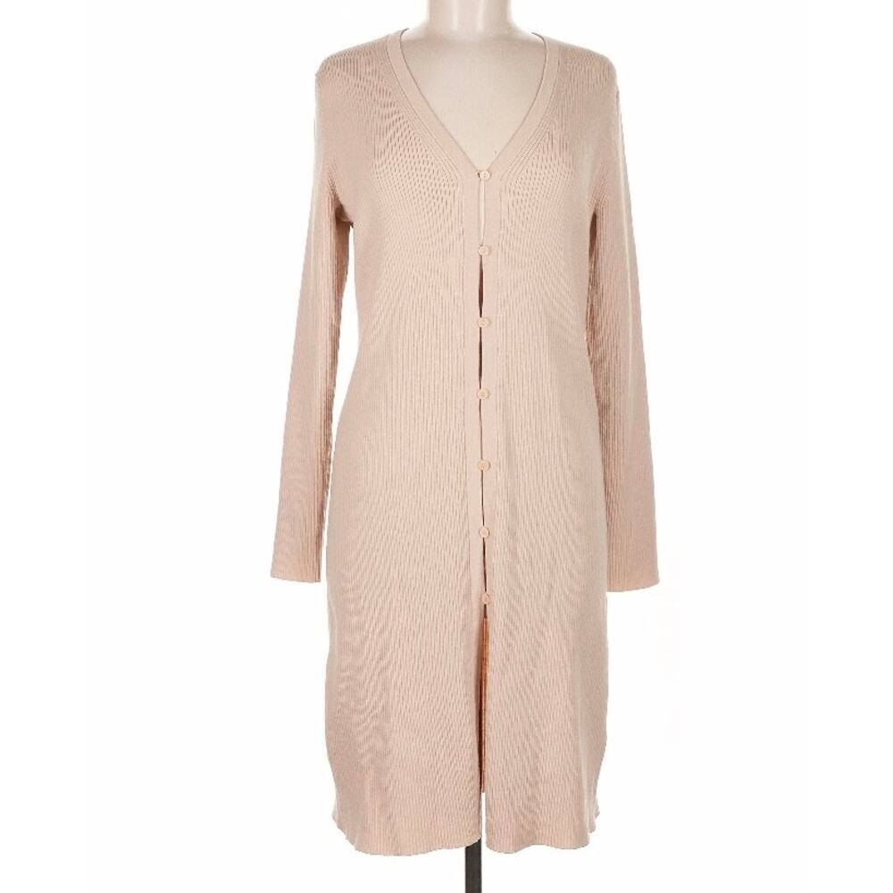 Banana Republic Ribbed Merino Wool Blend Cardigan Sweater tan Sz Med NWT
